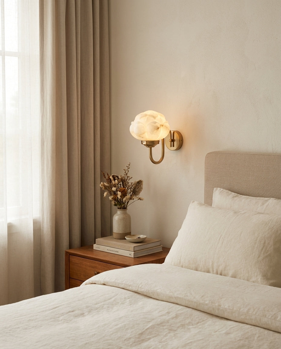 Lotus Flower Alabaster Wall Sconce