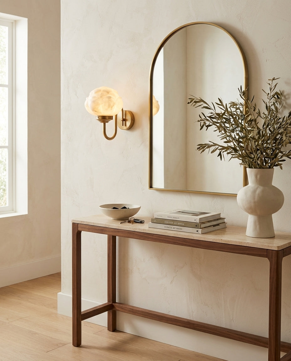 Lotus Flower Alabaster Wall Sconce – Ambient Illumination in Luxury Interior Setting View 5