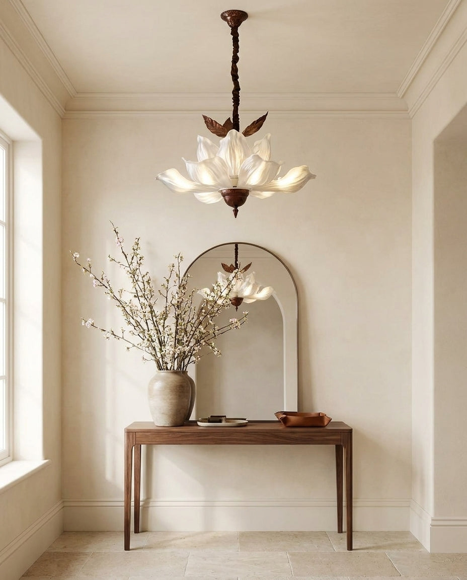 Magnolia Bloom Curated Optical Acrylic Chandelie – architectural ceiling profile