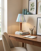 Maravio Curated Solid Hardwood Table Lamp warm illuminated room view