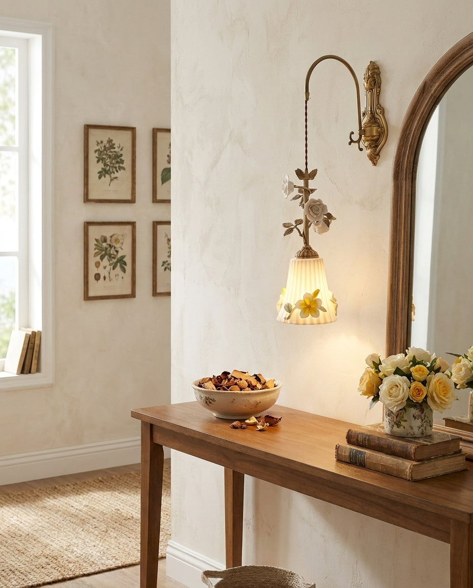 Maristelle Curated Solid Brass Wall Sconce – spatial dining room perspective