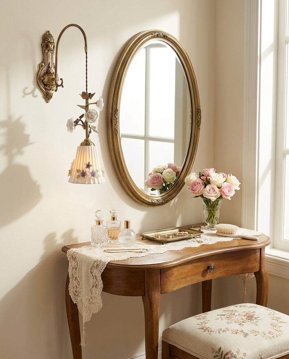 Maristelle Curated Solid Brass Wall Sconce warm illuminated room view