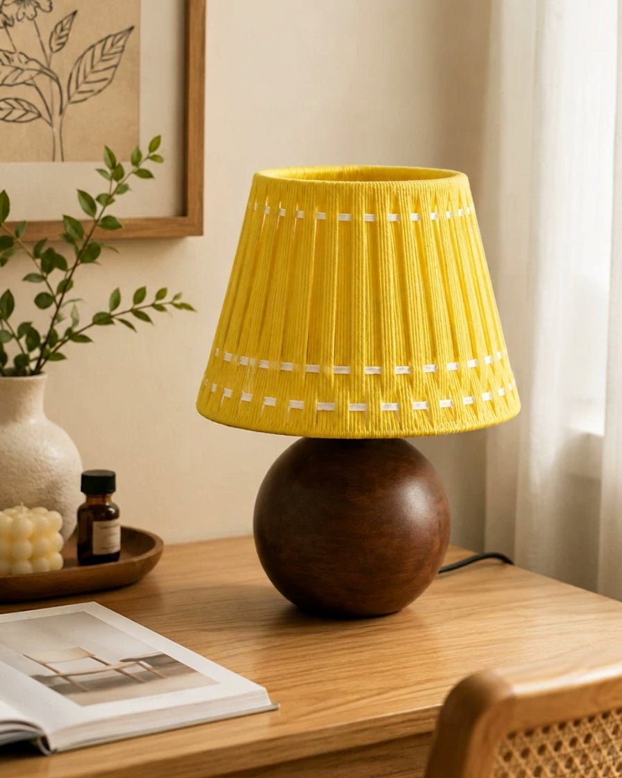 Marovia Curated Solid Hardwood Table Lamp – macro detail view #1