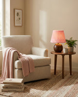 Marovia Curated Solid Hardwood Table Lamp – illuminated warm ambiance setting