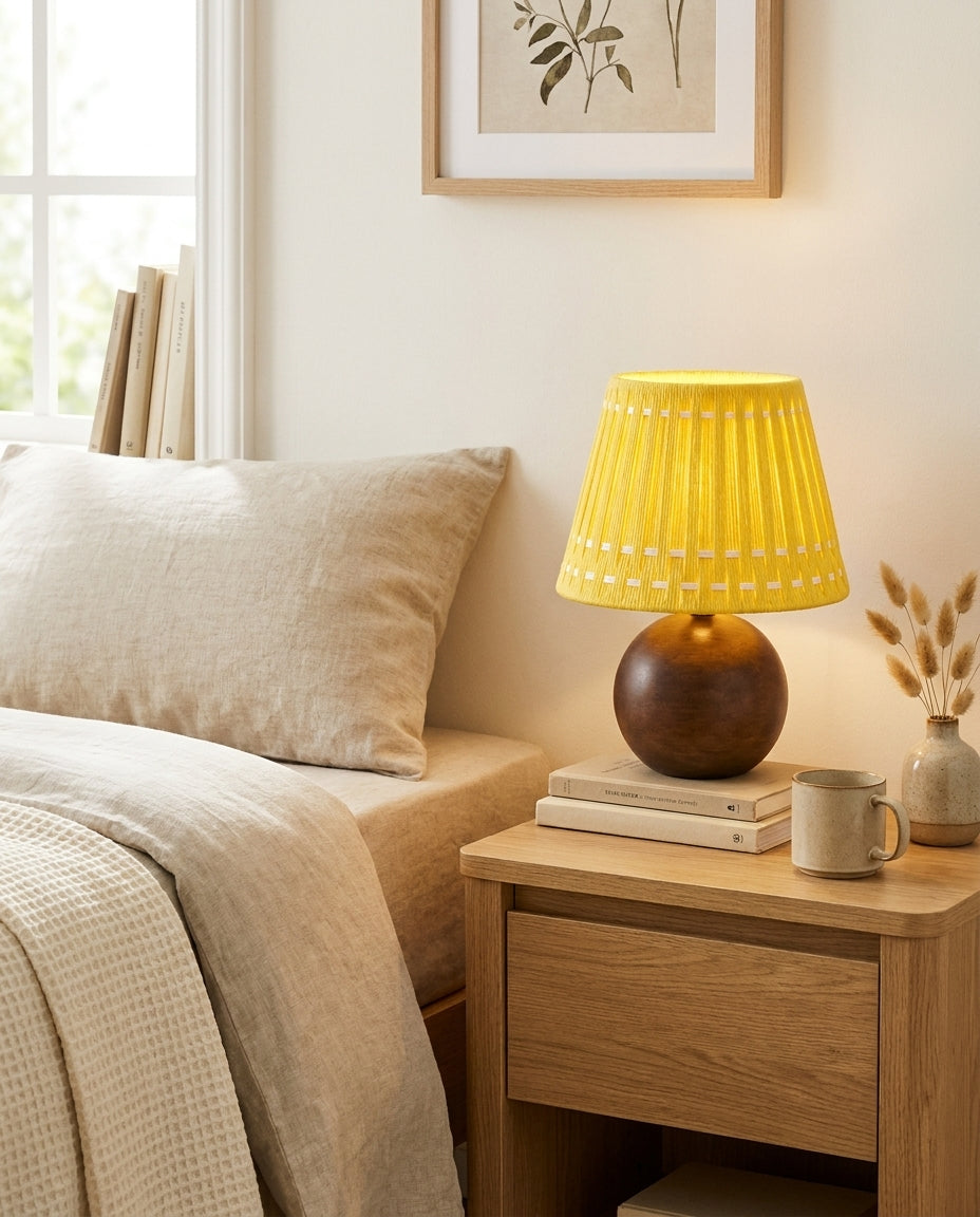 Marovia Curated Solid Hardwood Table Lamp – structural canopy joint detail