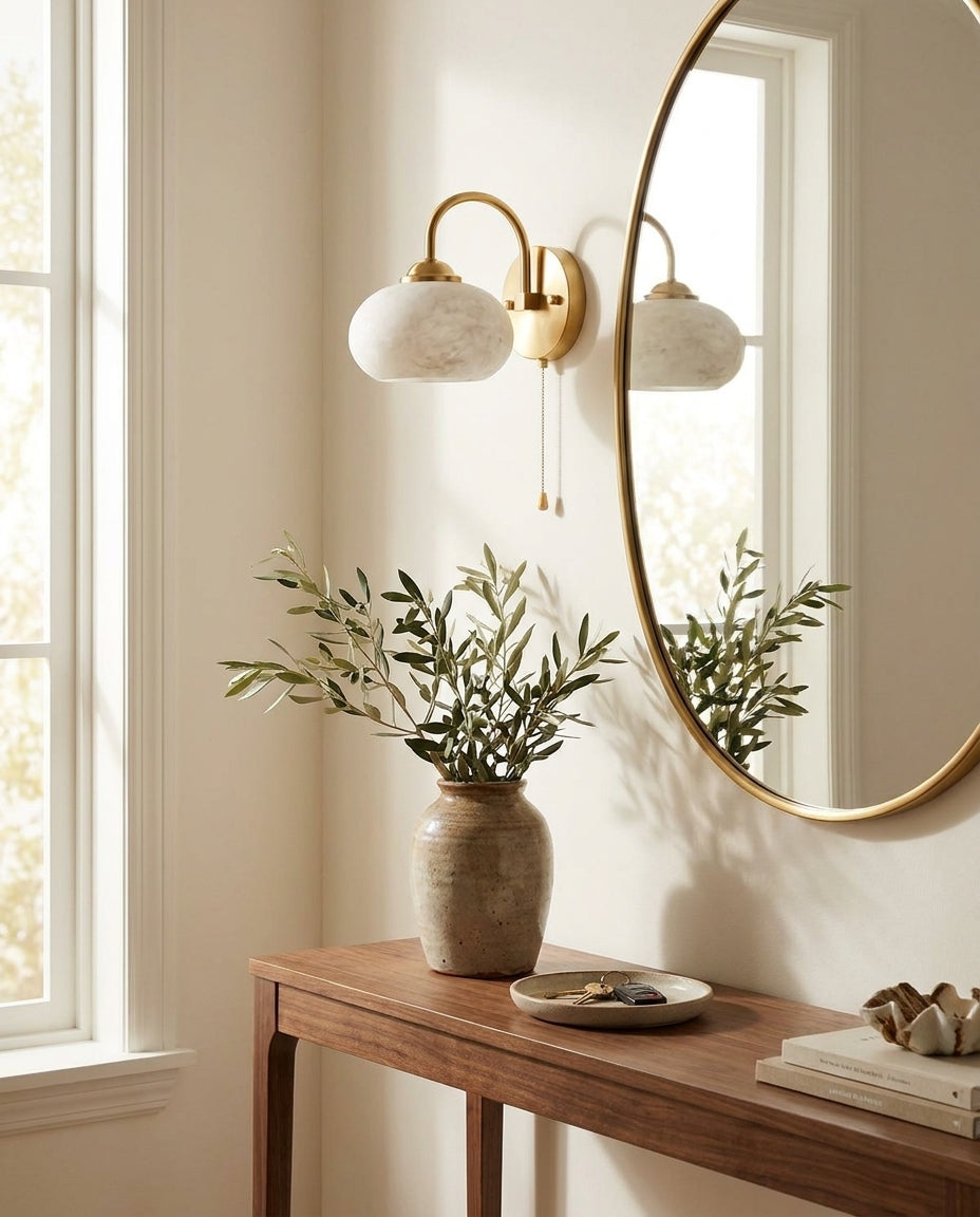 Mayville Alabaster Wall Sconce – Ambient Illumination in Luxury Interior Setting View 7