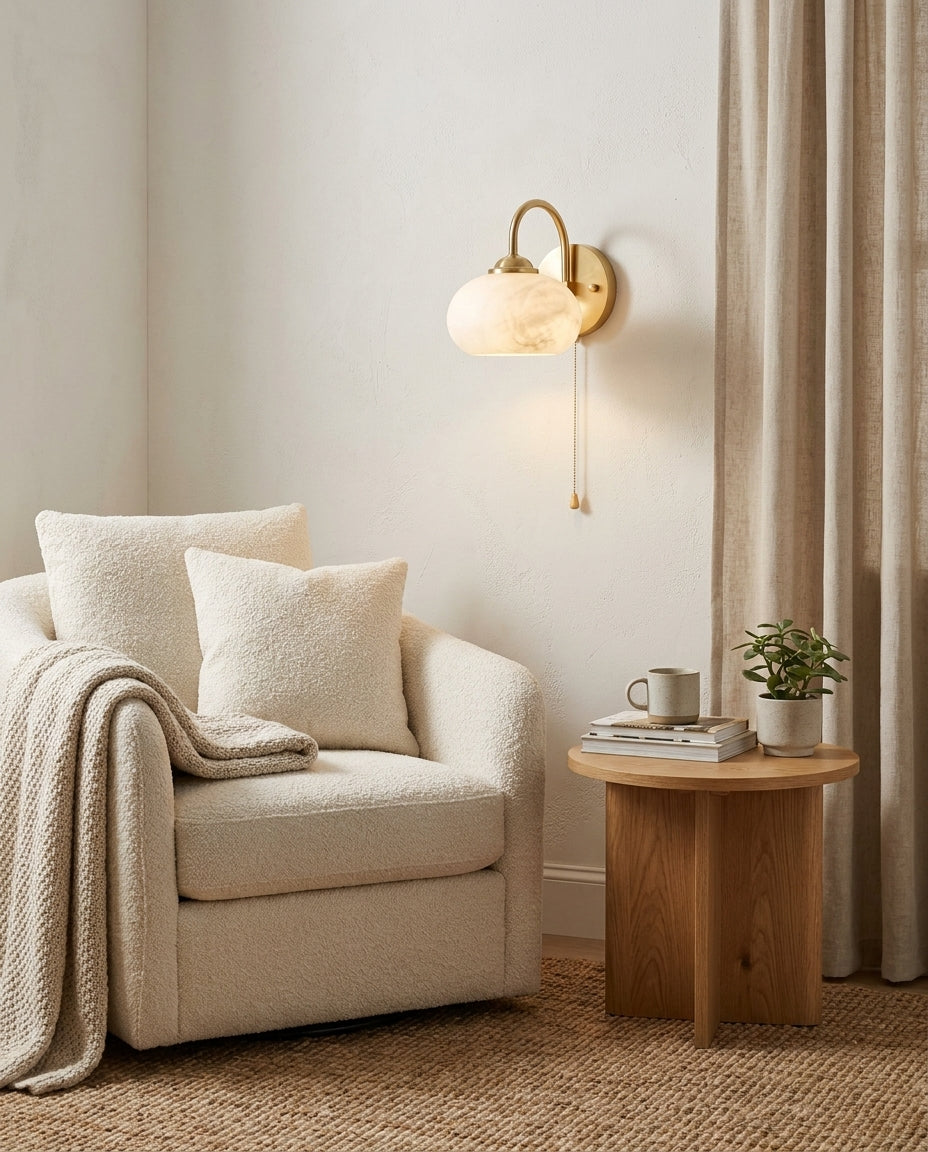 Mayville Alabaster Wall Sconce – Ambient Illumination in Luxury Interior Setting View 8