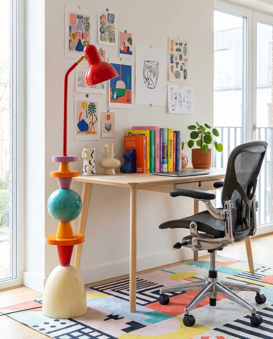 Mello Floor Curated Iron & Glass Floor Lamp – illuminated warm ambiance setting