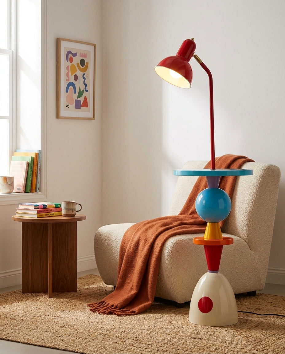 Mello Floor Curated Iron & Glass Floor Lamp – spatial dining room perspective