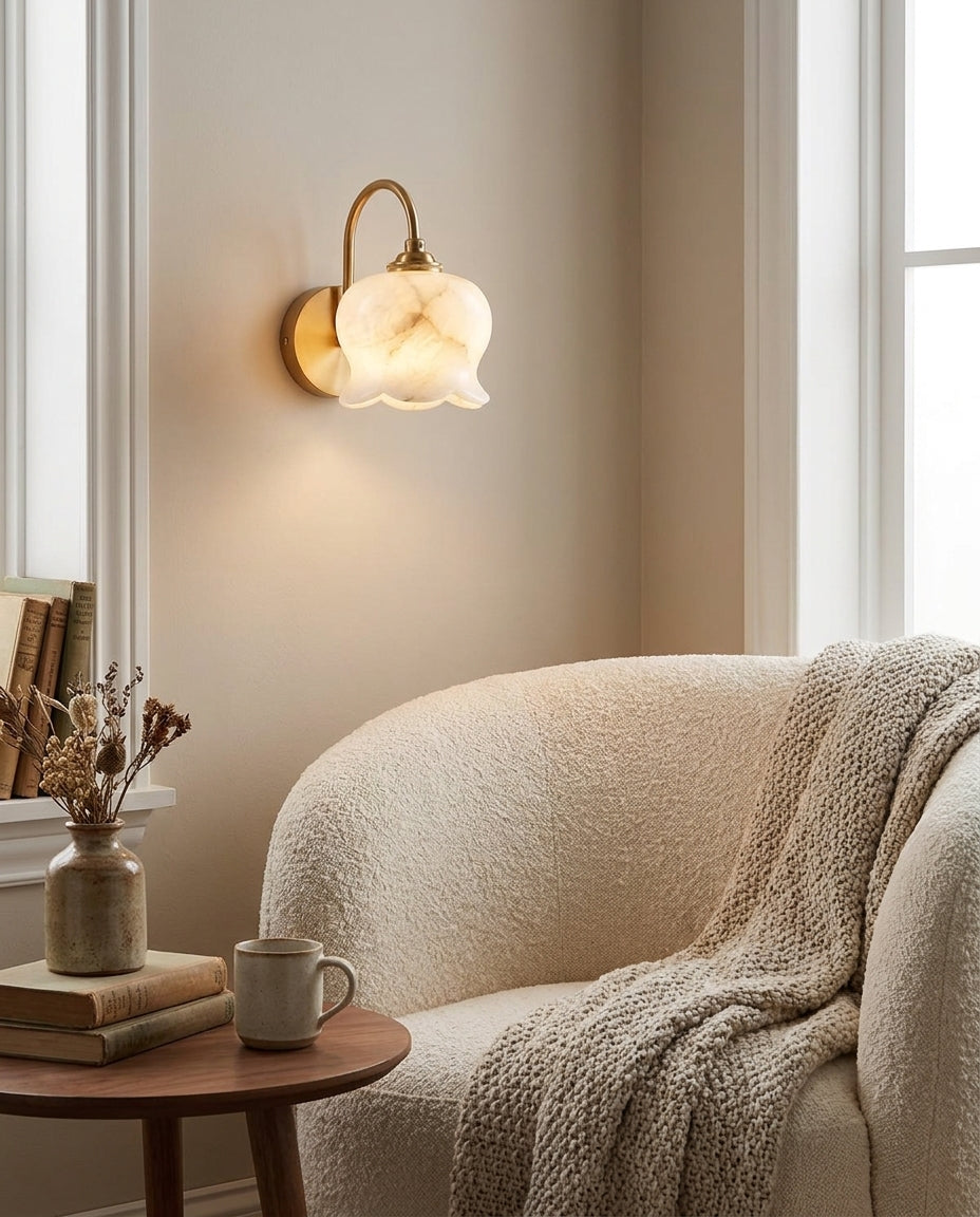 Millie Bells Alabaster Wall Sconce – Ambient Illumination in Luxury Interior Setting View 7