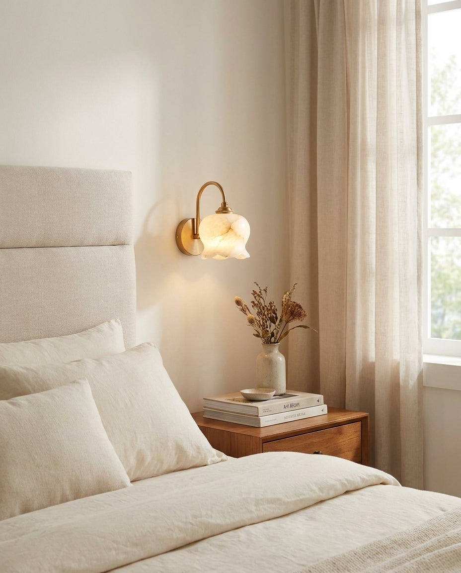 Millie Bells Alabaster Wall Sconce – Ambient Illumination in Luxury Interior Setting View 6
