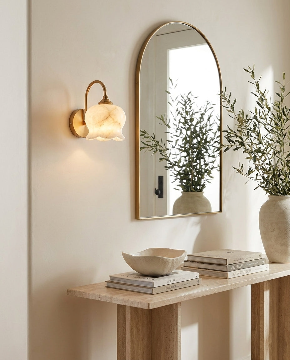 Millie Bells Alabaster Wall Sconce – Ambient Illumination in Luxury Interior Setting View 8