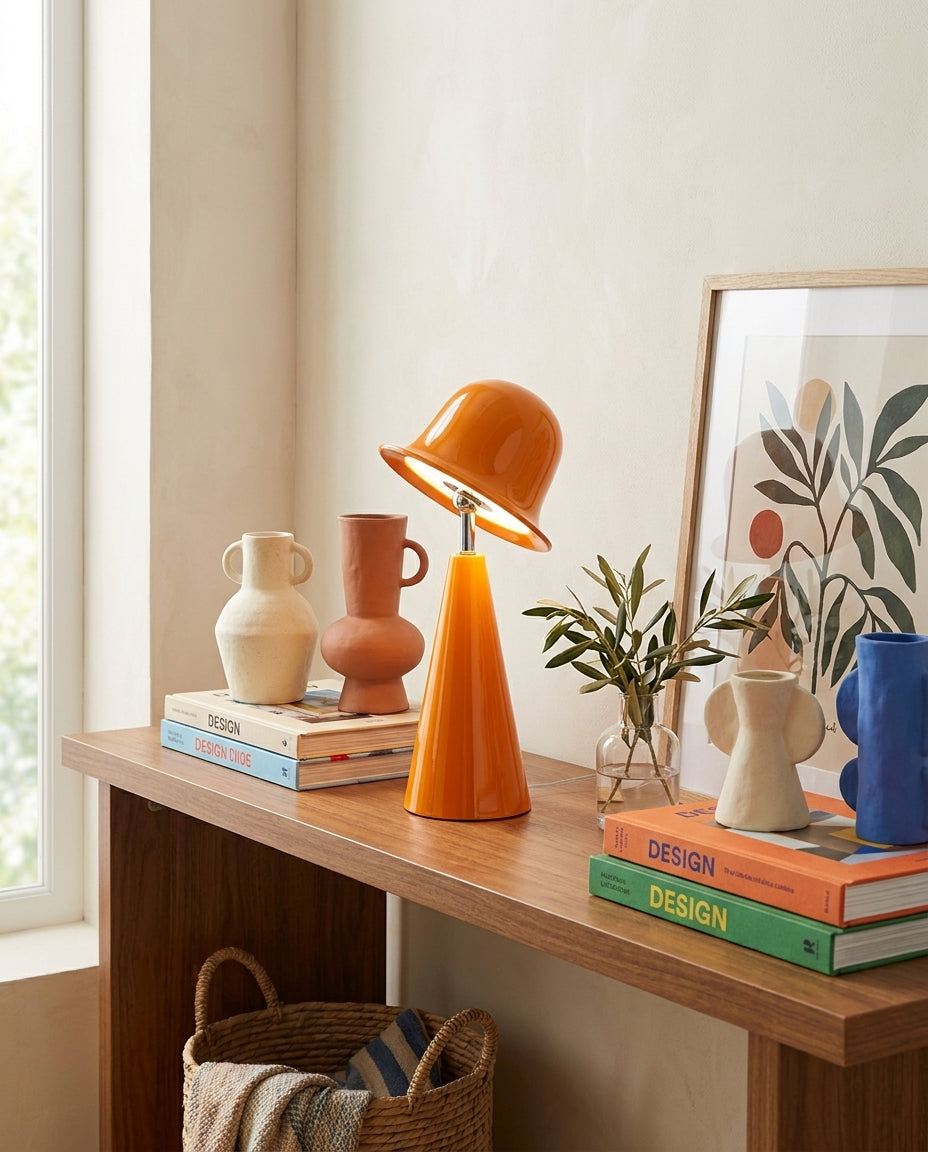 Mireva Curated Hand-Thrown Ceramic Table Lamp – architectural ceiling profile