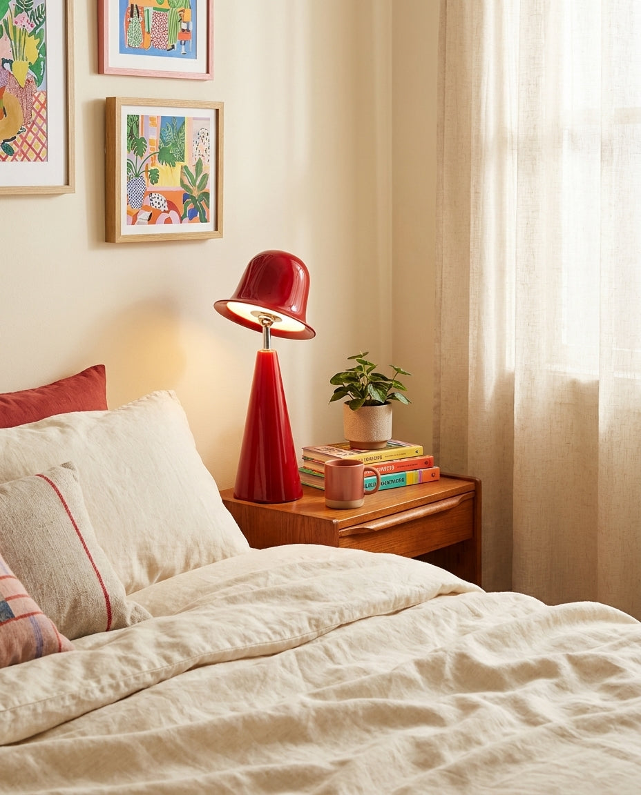 Mireva Curated Hand-Thrown Ceramic Table Lamp – illuminated warm ambiance setting
