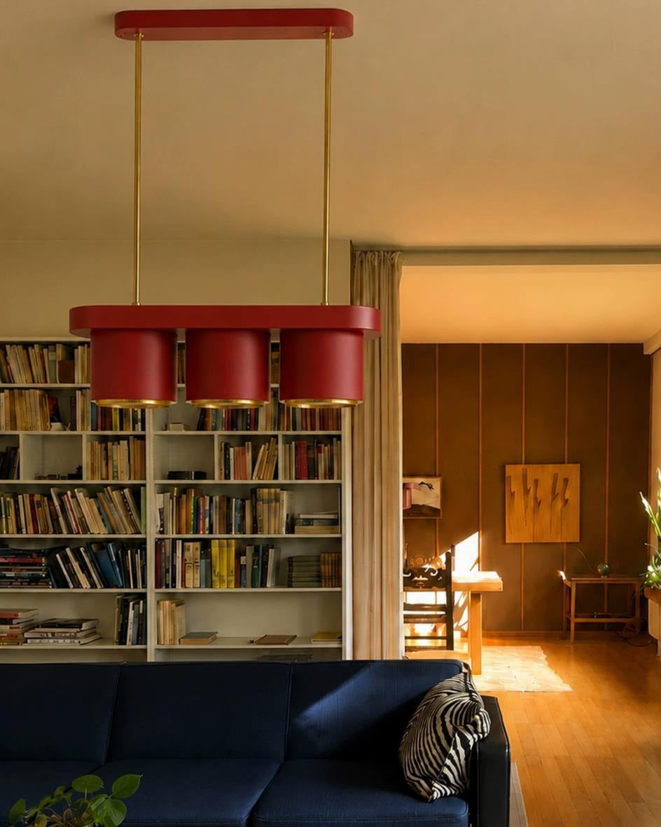Modena Curated Solid Brass Chandelier installed in residential dining space