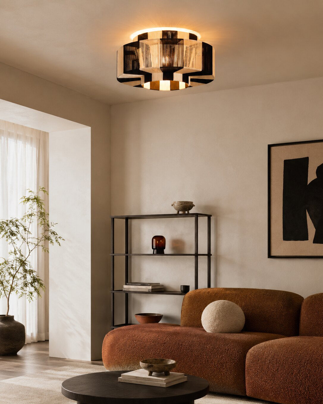 Noxaire Semi Flush Mount – Handcrafted Material Texture and Detail View