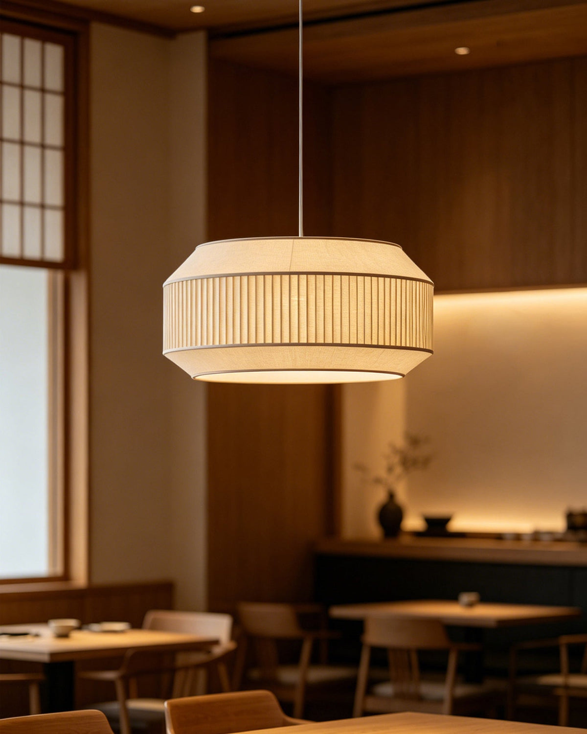 Nuvella Curated Finished Iron Pendant Light – spatial dining room perspective