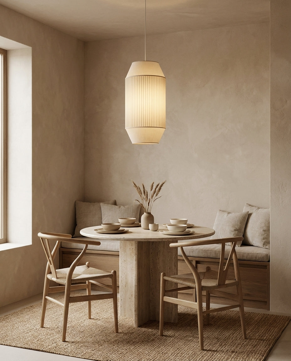 Nuvella Curated Finished Iron Pendant Light – unlit natural material contrast