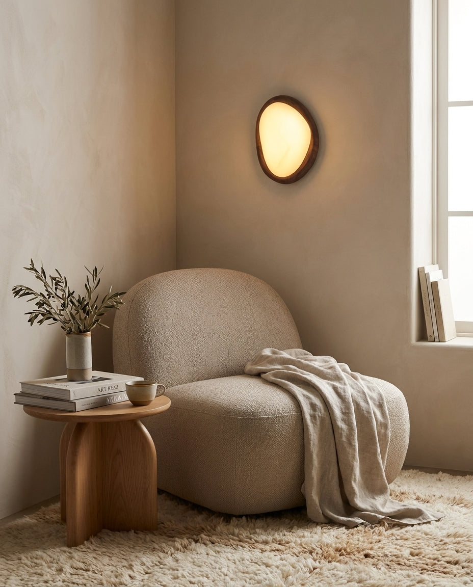 Ovela Curated Alabaster Wall Sconce – unlit natural material contrast