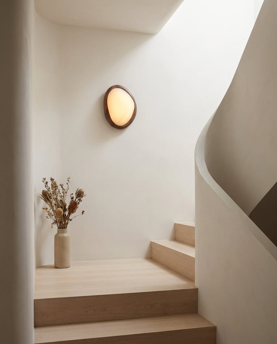 Ovela Curated Alabaster Wall Sconce – handcrafted surface texture