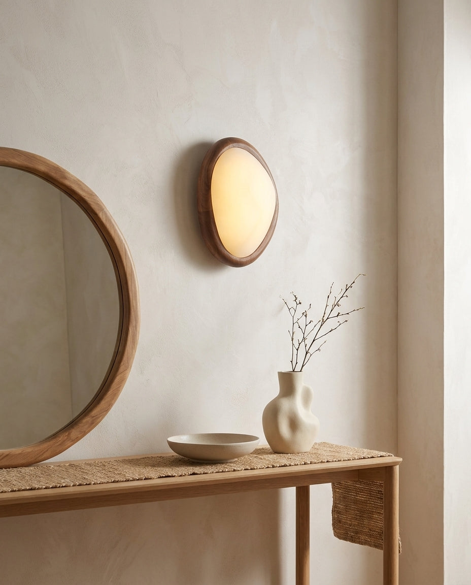 Ovela Curated Alabaster Wall Sconce – dimensional scale reference
