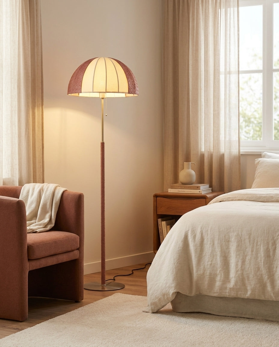 Parasolyn Floor Curated Solid Brass Floor Lamp installed in residential dining space