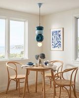 Peblume Curated Mouth-Blown Frosted Glass Pendan – structural canopy joint detail