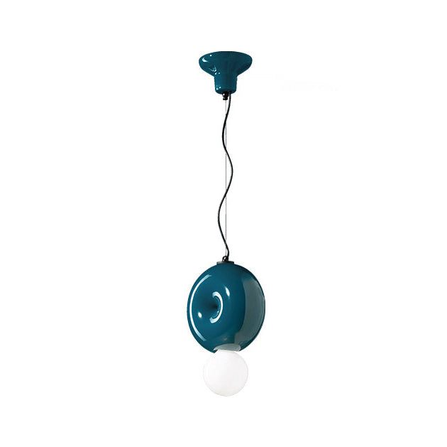 Peblume Curated Mouth-Blown Frosted Glass Pendan – ∅ 9.8 x H 37  Orange & Pink & Yellow finish configuration