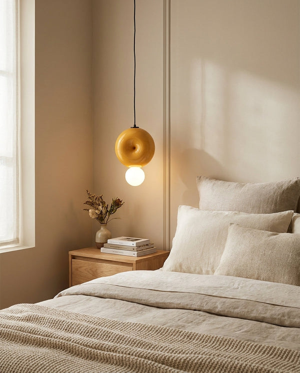 Peblume Curated Mouth-Blown Frosted Glass Pendan