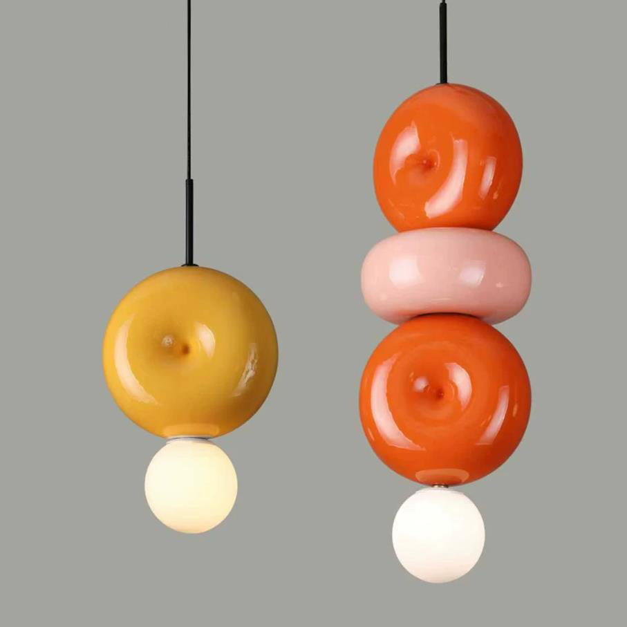 Peblume Curated Mouth-Blown Frosted Glass Pendan – dimensional scale reference