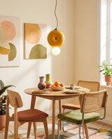Peblume Curated Mouth-Blown Frosted Glass Pendan – unlit natural material contrast