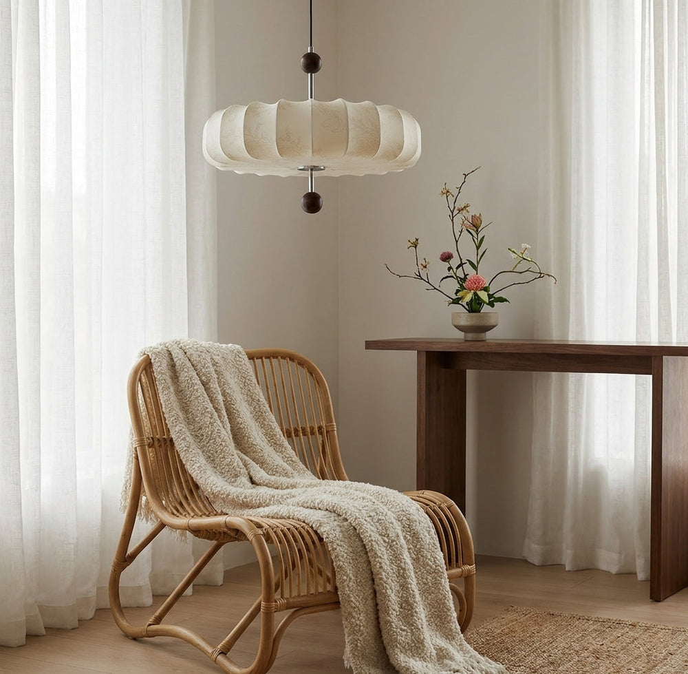 Pleated Corolla Curated Iron & Glass Pendant Lig