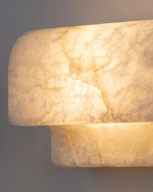 Plixo Alabaster Curated Alabaster Wall Sconce – structural canopy joint detail
