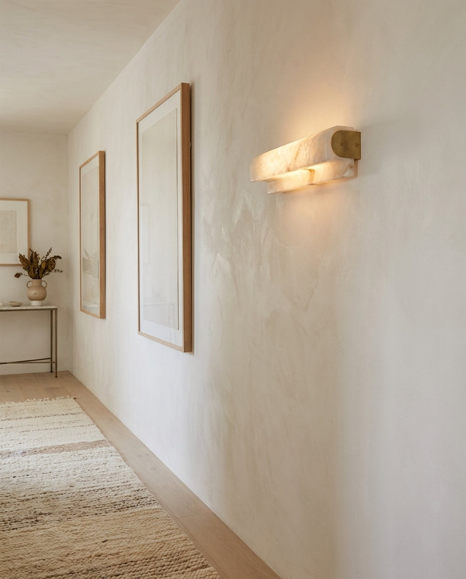 Plixo Alabaster Curated Alabaster Wall Sconce – dimensional scale reference