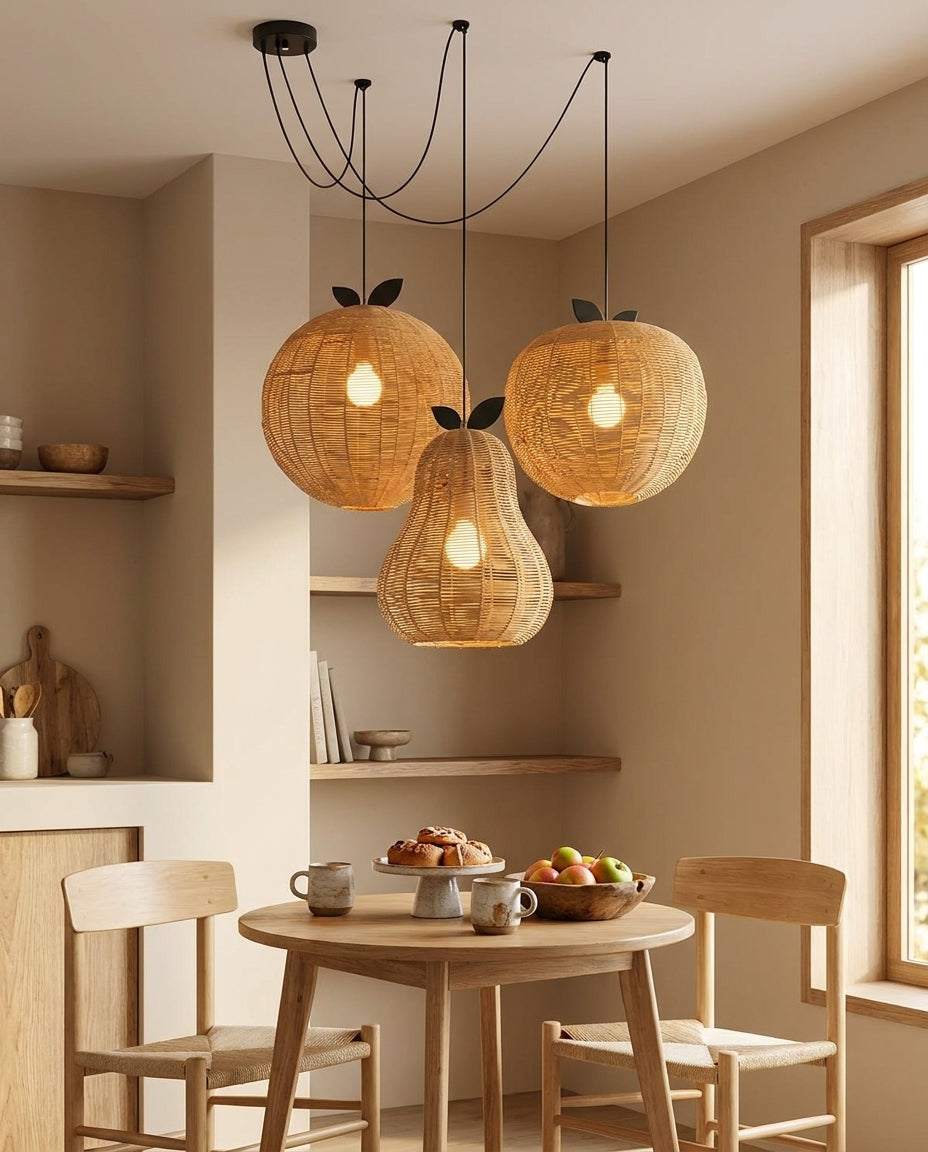 Pomarien Curated Woven Rattan Pendant Light – macro detail view #1