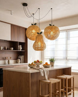 Pomarien Curated Woven Rattan Pendant Light – unlit natural material contrast