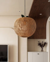 Woven Rattan craftsmanship detail on Pomarien Curated Woven Rattan Pendant Light