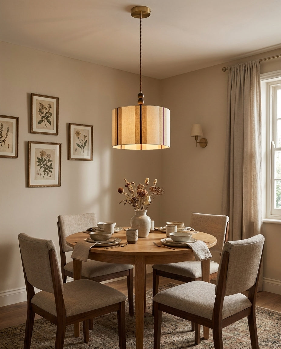 Pomeline Curated Solid Brass Pendant Light – unlit natural material contrast