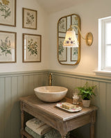Primvale Curated Solid Brass Wall Sconce warm illuminated room view