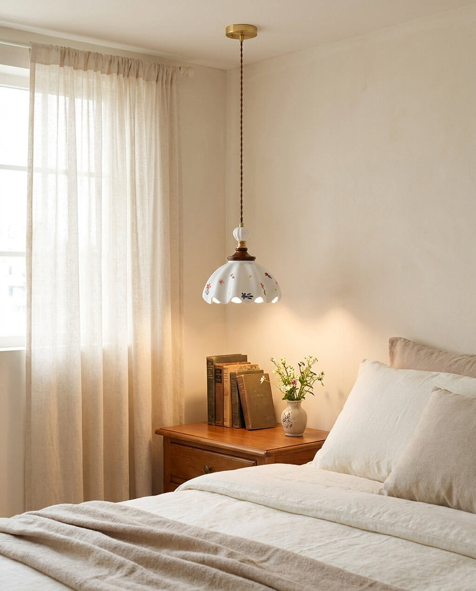 Rosalie Curated Solid Brass Pendant Light – unlit natural material contrast