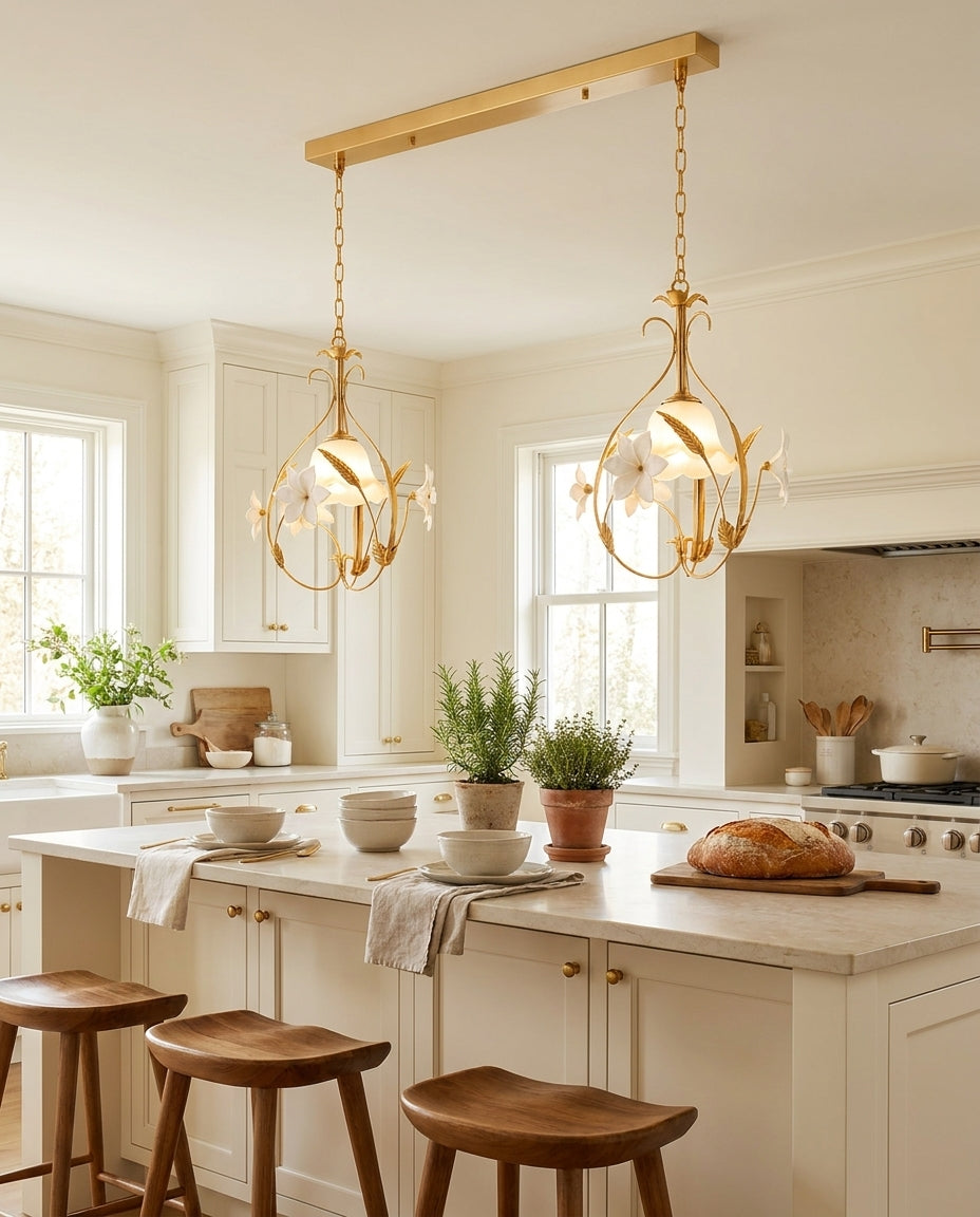 Rosavelle Curated Mouth-Blown Frosted Glass Pend – illuminated warm ambiance setting