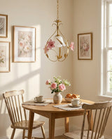 Rosavelle Curated Mouth-Blown Frosted Glass Pend – full fixture elevation view