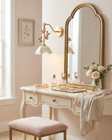 Rosethane Curated Hand-Thrown Ceramic Wall Sconc warm illuminated room view