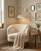 Rosethane Curated Hand-Thrown Ceramic Wall Sconc – illuminated warm ambiance setting