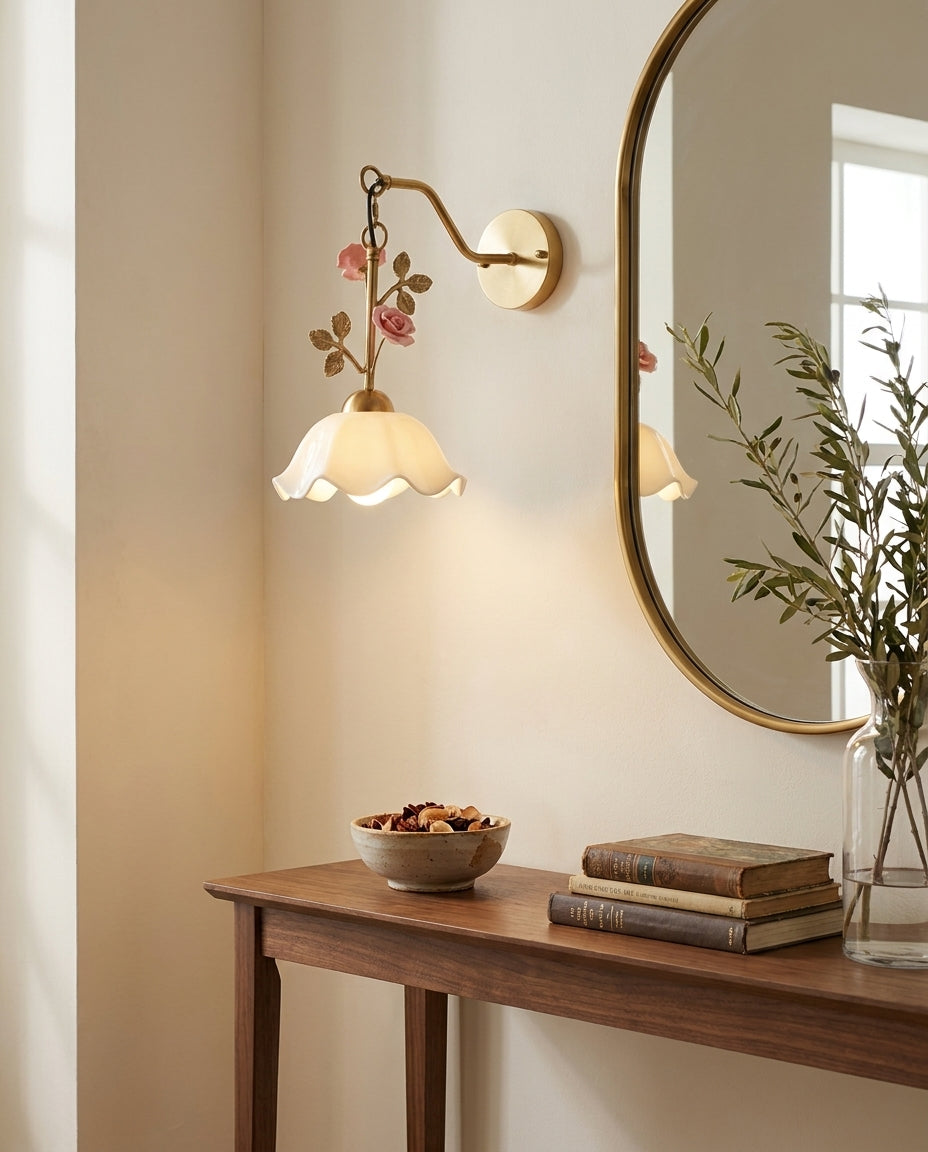 Rosethane Curated Hand-Thrown Ceramic Wall Sconc – dimensional scale reference