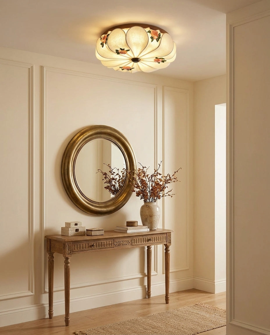 Rosienne Curated Iron & Glass Flush Mount Ceilin installed in residential dining space