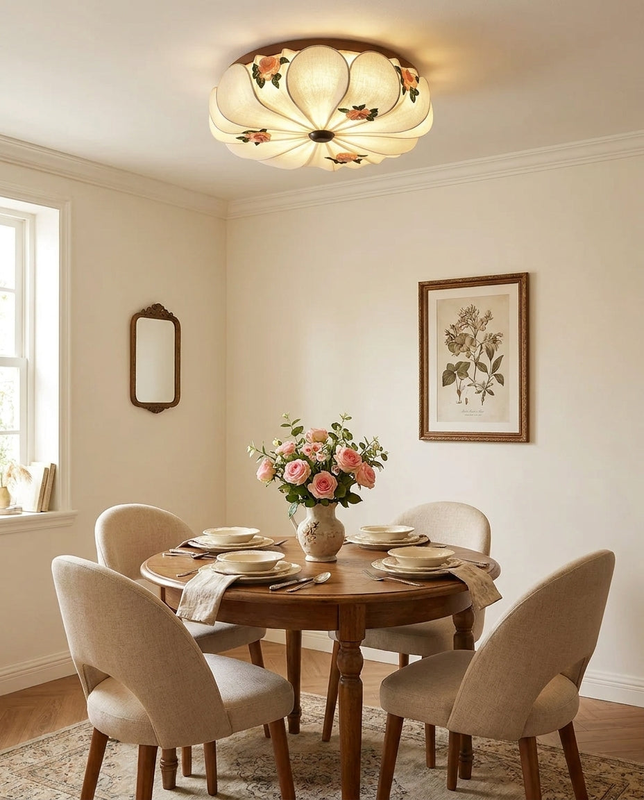 Rosienne Curated Iron & Glass Flush Mount Ceilin – dimensional scale reference