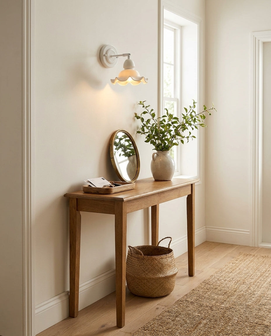 Ruchevia Curated Hand-Thrown Ceramic Wall Sconce – side angled contour profile