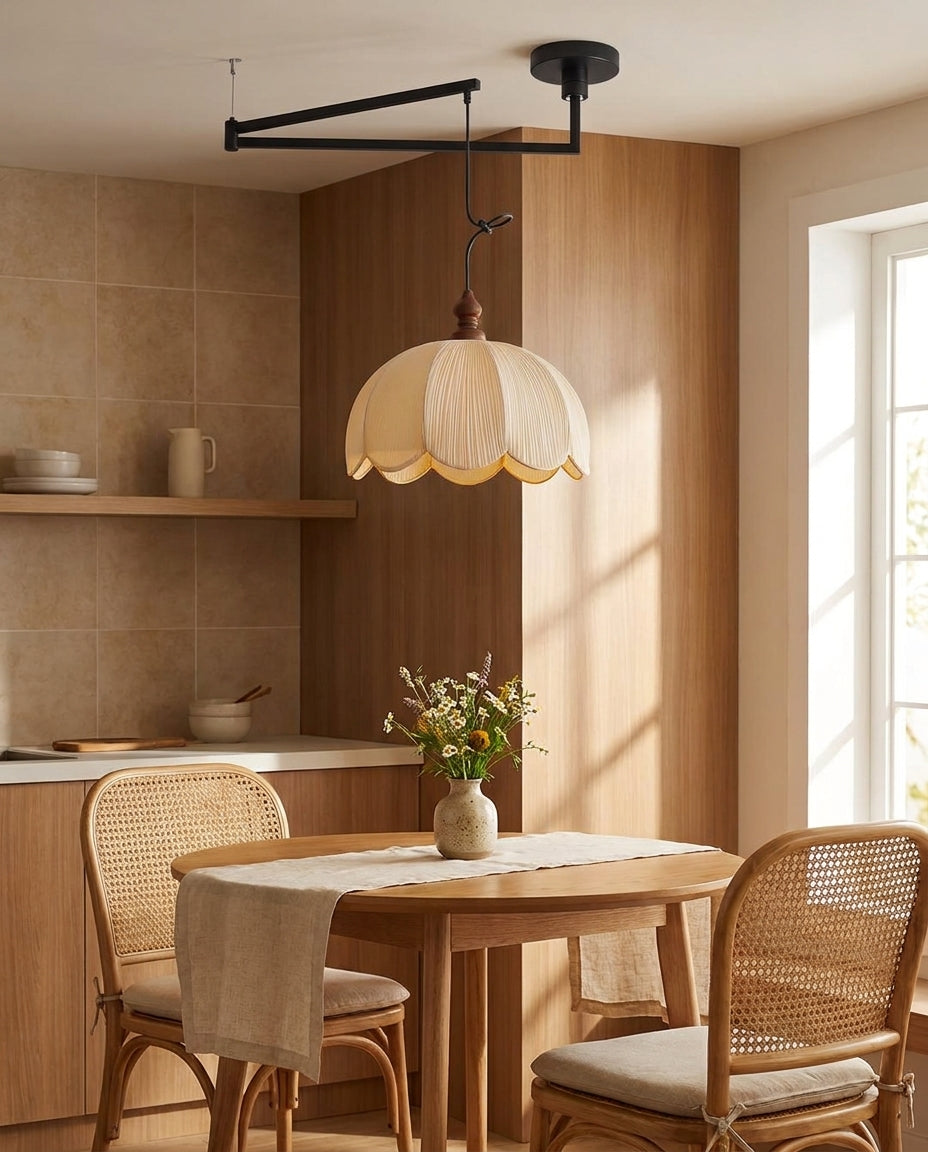 Ruffle Swing Arm Curated Finished Iron Pendant L – architectural ceiling profile