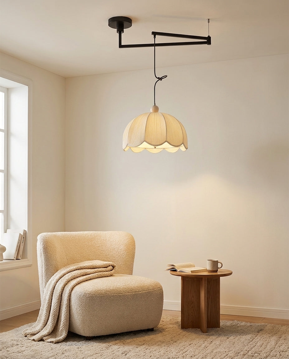 Ruffle Swing Arm Curated Finished Iron Pendant L